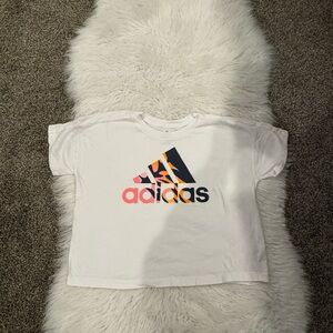 Adidas Kids White Tee with Colorful Logo